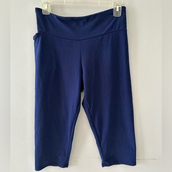 Strech is Comfort Pants - Stretch is Comfort Leggings Womens Medium Blue Capri Pocket High Rise Athleisure